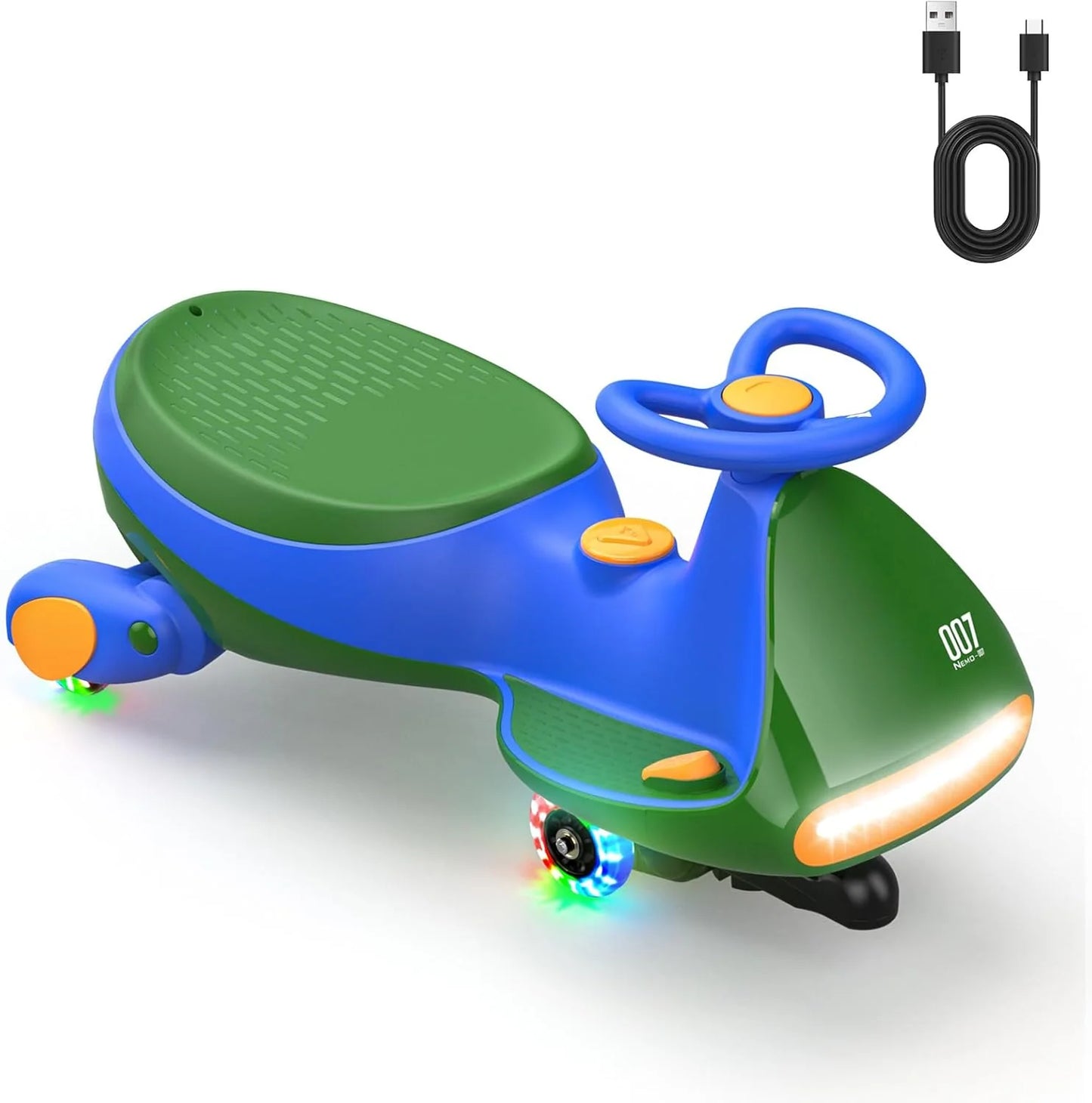 FanttikRide 12V N7 Pro Voiture Électrique Enfants, Anti-Bascule, Ergonomique, 2 en 1, 2 Vitesses, Roues Clignotantes, Bluetooth, Chargement Type C, pour Enfants à Partir de 3 Ans,Bleu-Vert.